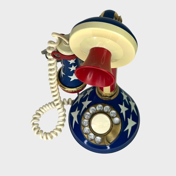 Vintage Deco-Tel Candlestick Telephone Patriotic Stars & Stripes 1973 - Picture 2 of 15
